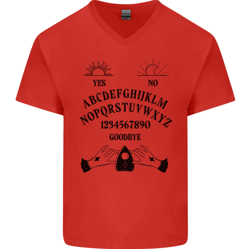 Ouija Board Dark Black Magic Voodoo Mens V-Neck Cotton T-Shirt Red