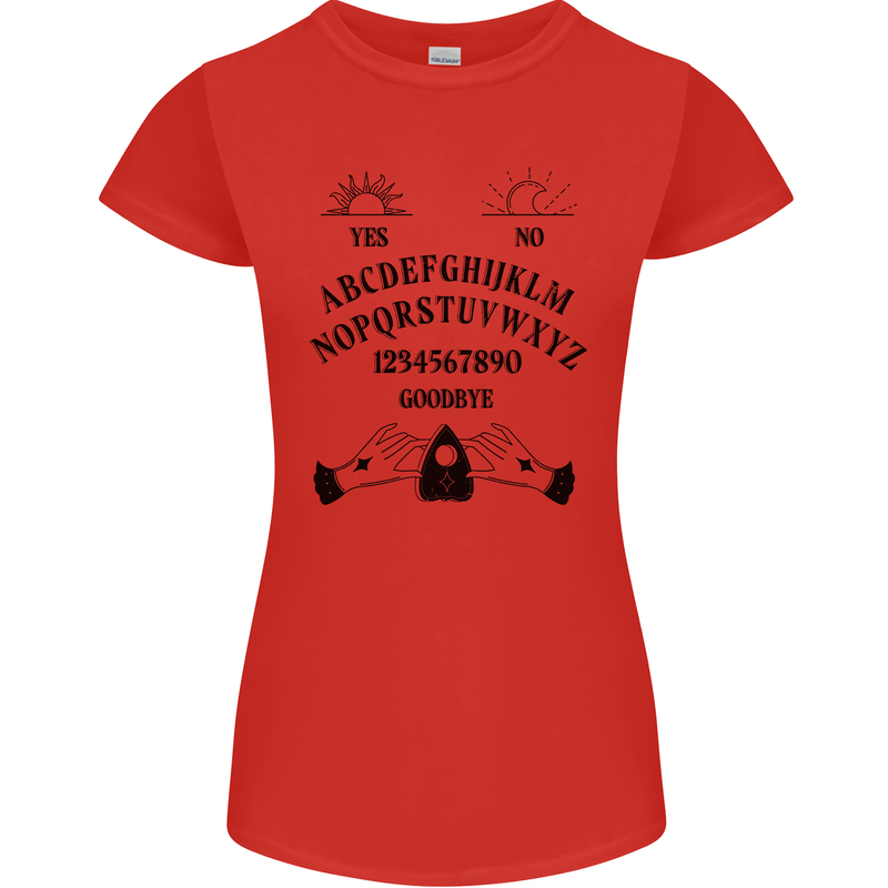 Ouija Board Dark Black Magic Voodoo Womens Petite Cut T-Shirt Red