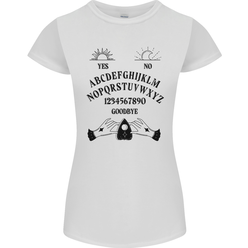Ouija Board Dark Black Magic Voodoo Womens Petite Cut T-Shirt White
