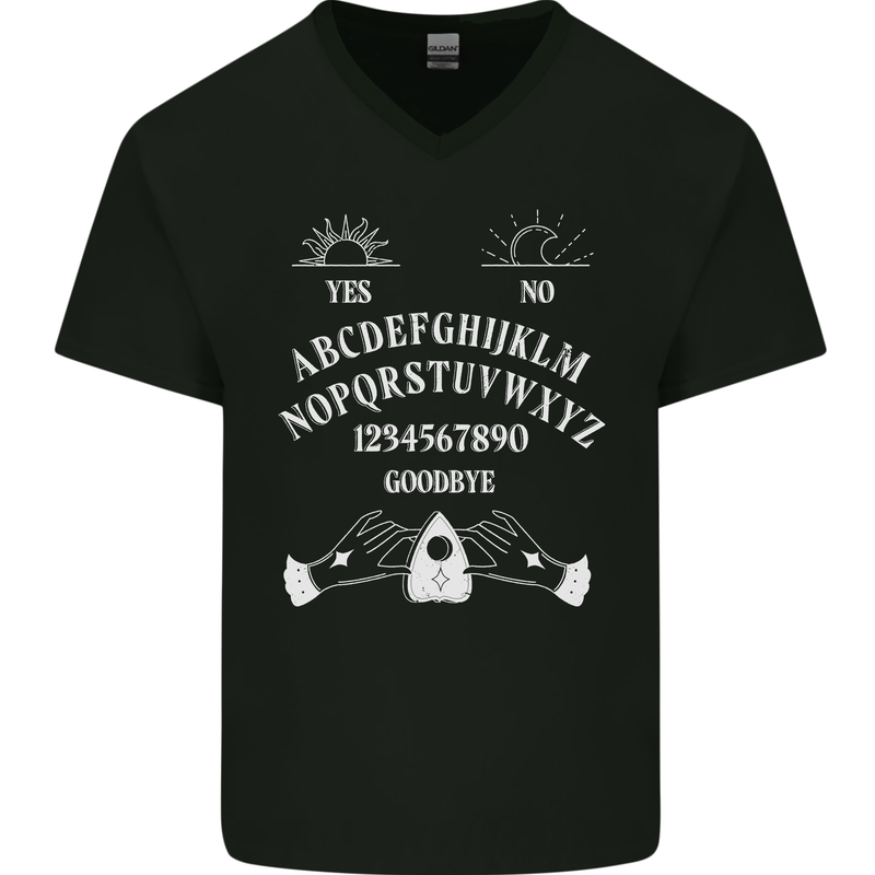 Ouija Board Voodoo Dark Black Magic Mens V-Neck Cotton T-Shirt Black