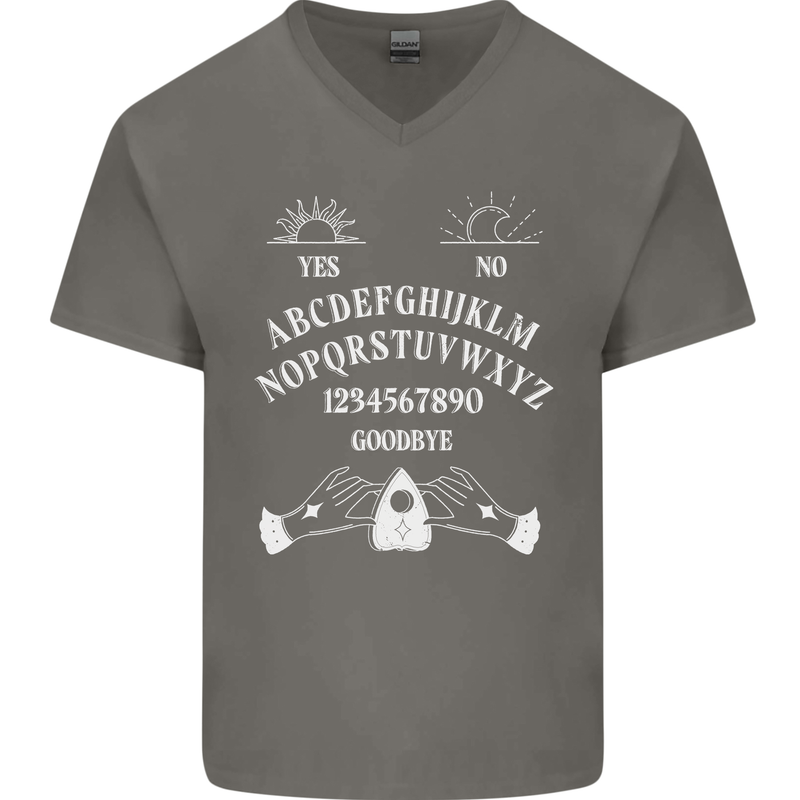 Ouija Board Voodoo Dark Black Magic Mens V-Neck Cotton T-Shirt Charcoal