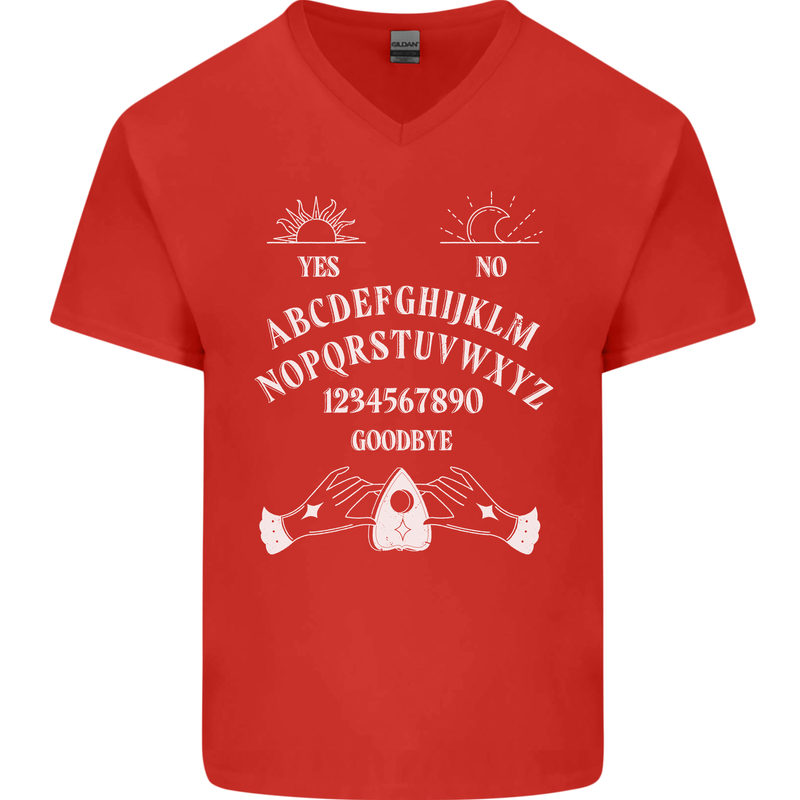 Ouija Board Voodoo Dark Black Magic Mens V-Neck Cotton T-Shirt Red