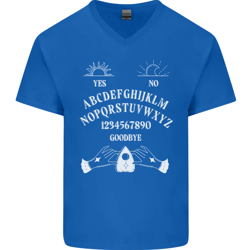 Ouija Board Voodoo Dark Black Magic Mens V-Neck Cotton T-Shirt Royal Blue