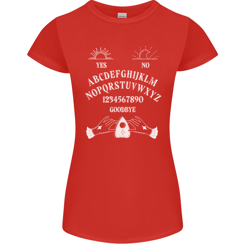 Ouija Board Voodoo Dark Black Magic Womens Petite Cut T-Shirt Red