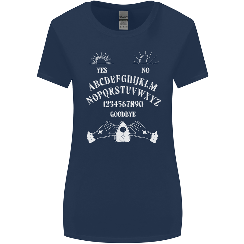 Ouija Board Voodoo Dark Black Magic Womens Wider Cut T-Shirt Navy Blue