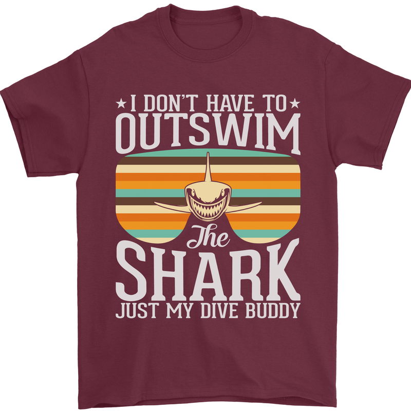 Outswim My Scuba Diving Buddy Funny Diver Mens T-Shirt 100% Cotton Maroon