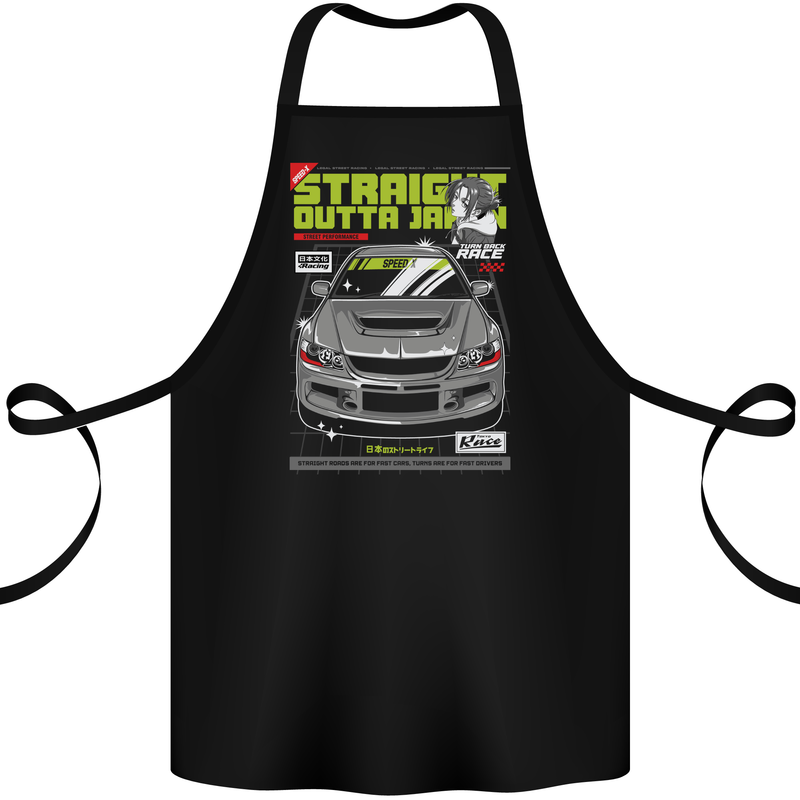 Outta Japan Drifting Car Cotton Apron 100% Organic Black