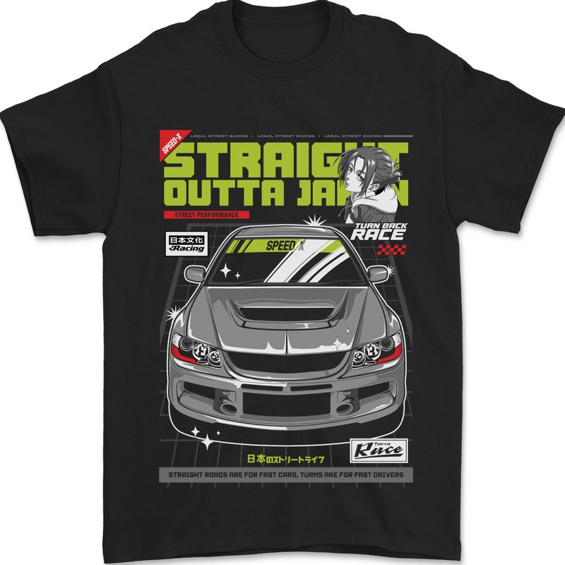 Outta Japan Drifting Car Mens T-Shirt 100% Cotton Black