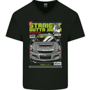 Outta Japan Drifting Car Mens V-Neck Cotton T-Shirt Black