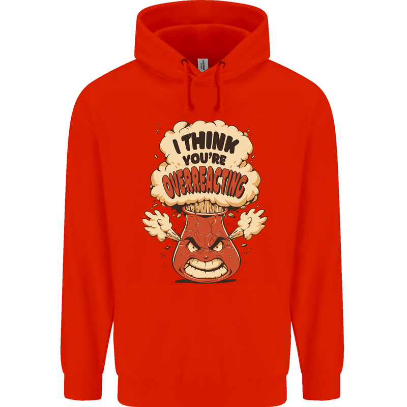 Overreacting Funny Chemistry Geek Nerd Childrens Kids Hoodie Bright Red