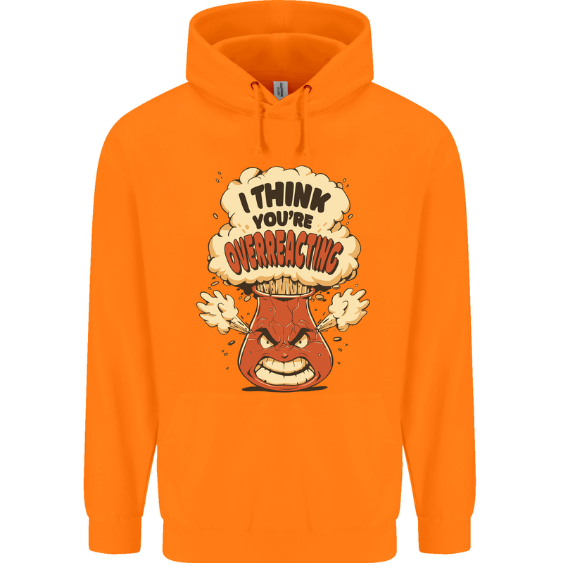 Overreacting Funny Chemistry Geek Nerd Childrens Kids Hoodie Orange