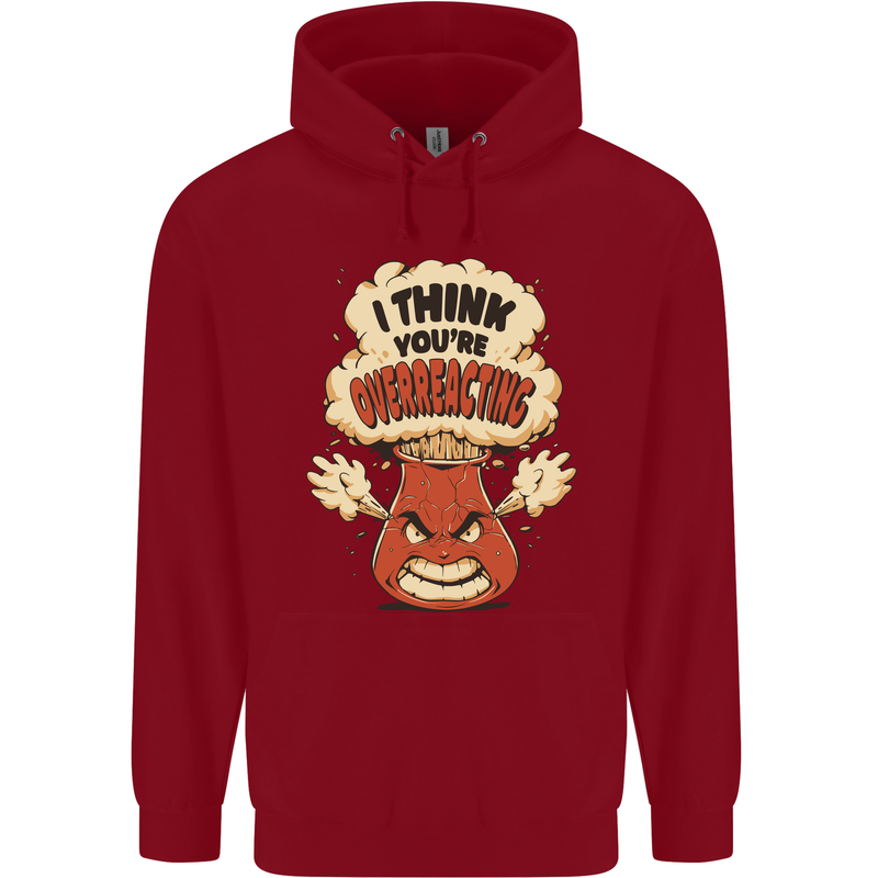 Overreacting Funny Chemistry Geek Nerd Childrens Kids Hoodie Red