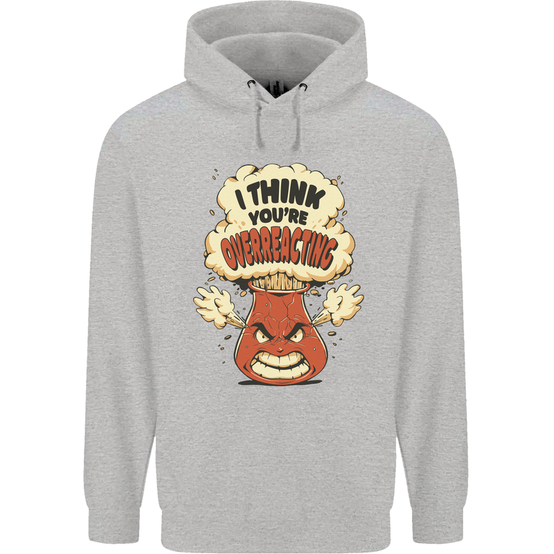 Overreacting Funny Chemistry Geek Nerd Childrens Kids Hoodie Sports Grey