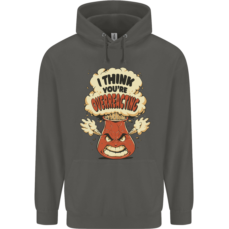 Overreacting Funny Chemistry Geek Nerd Childrens Kids Hoodie Storm Grey