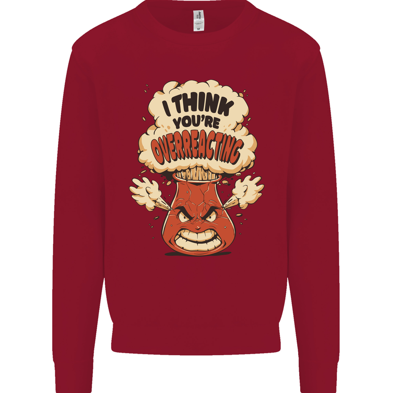 Overreacting Funny Chemistry Geek Nerd Kids Sweatshirt Jumper Red