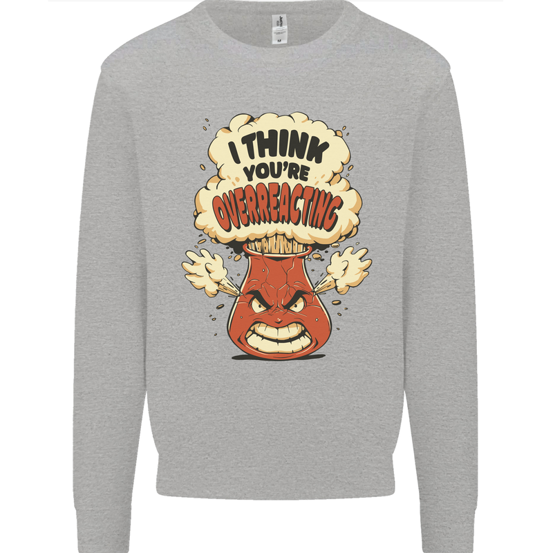 Overreacting Funny Chemistry Geek Nerd Kids Sweatshirt Jumper Sports Grey