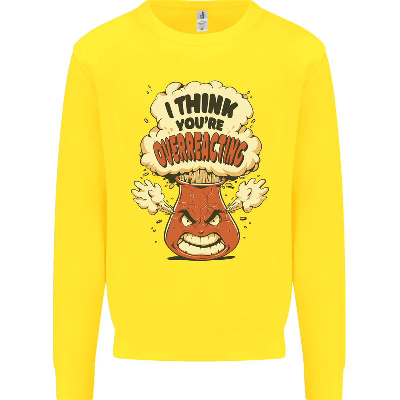 Overreacting Funny Chemistry Geek Nerd Kids Sweatshirt Jumper Yellow
