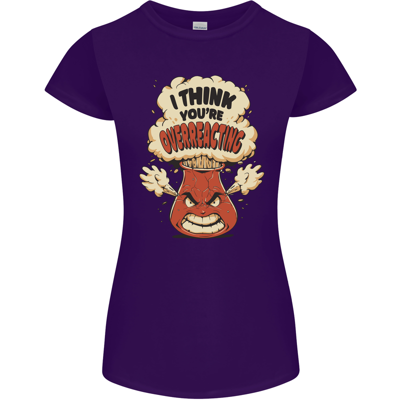 Overreacting Funny Chemistry Geek Nerd Womens Petite Cut T-Shirt Purple