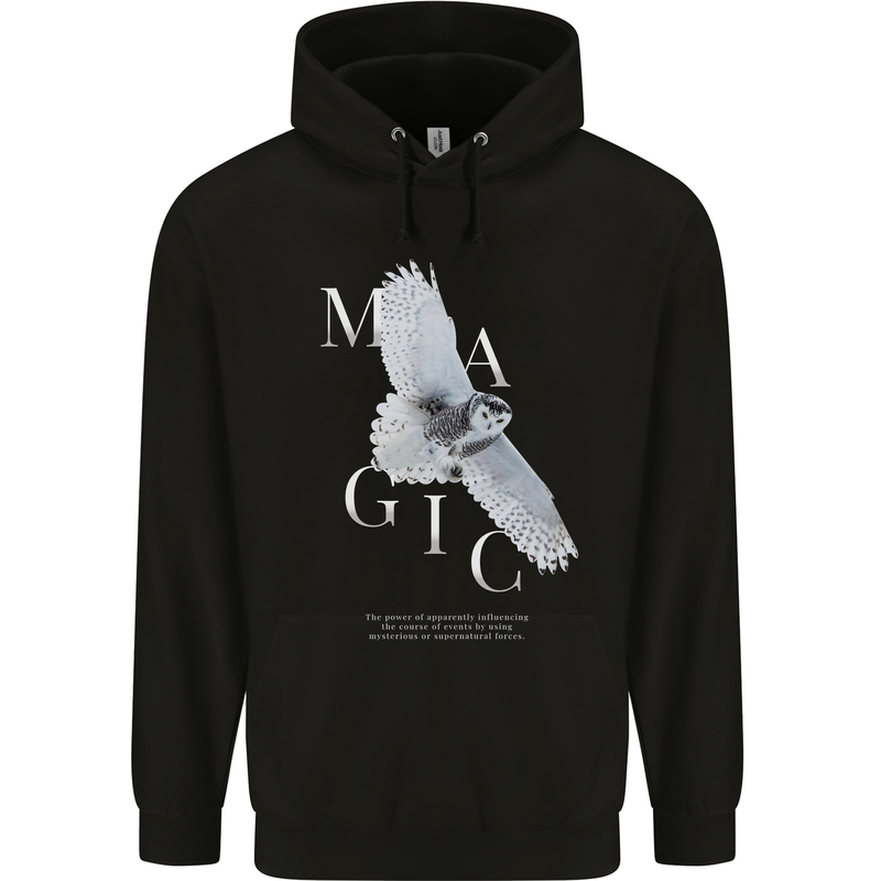 Owl Magic Mens 80% Cotton Hoodie Black