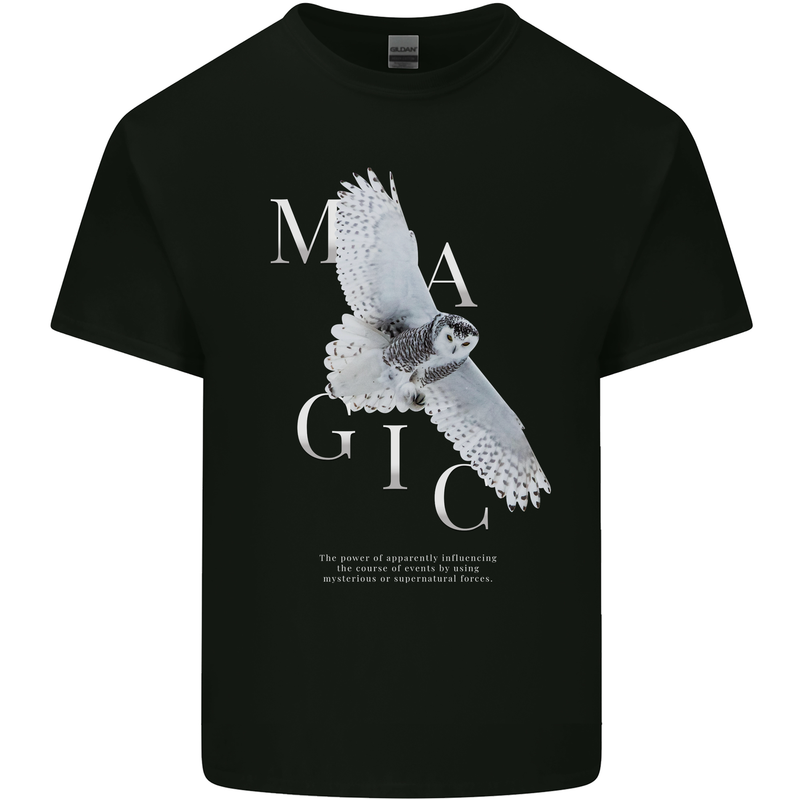 Owl Magic Mens Cotton T-Shirt Tee Top Black