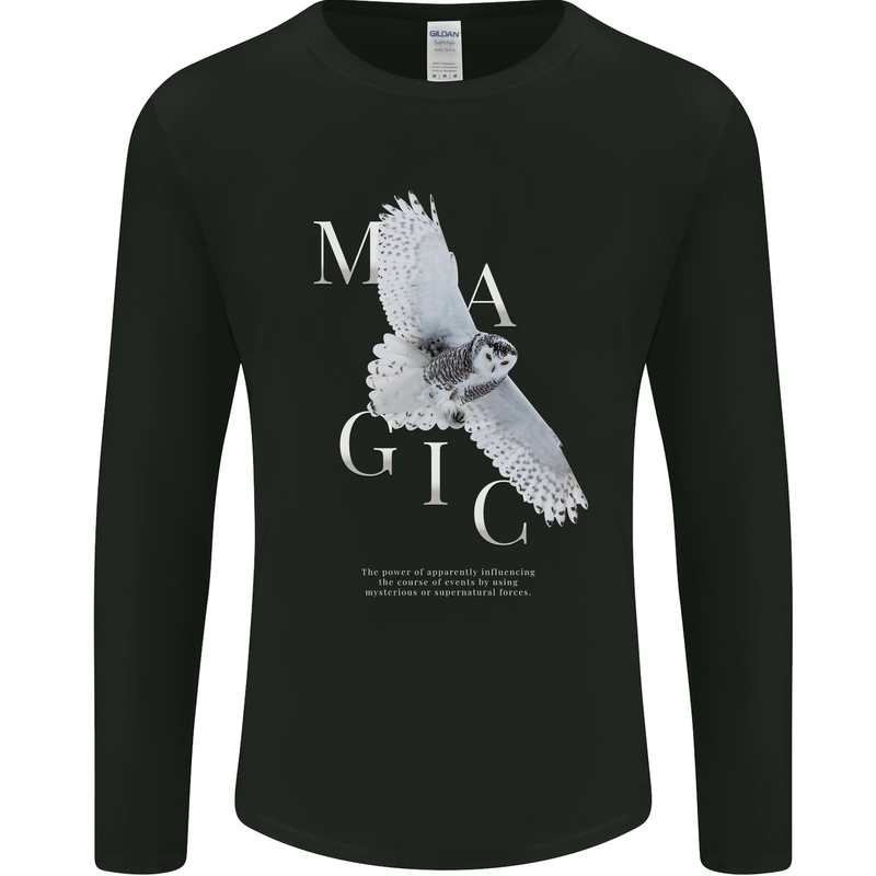 Owl Magic Mens Long Sleeve T-Shirt Black