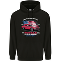 Own the Road USA Muscle Car American Flag Mens 80% Cotton Hoodie Black