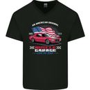 Own the Road USA Muscle Car American Flag Mens V-Neck Cotton T-Shirt Black