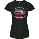 Own the Road USA Muscle Car American Flag Womens Petite Cut T-Shirt Black