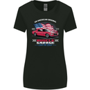 Own the Road USA Muscle Car American Flag Womens Wider Cut T-Shirt Black