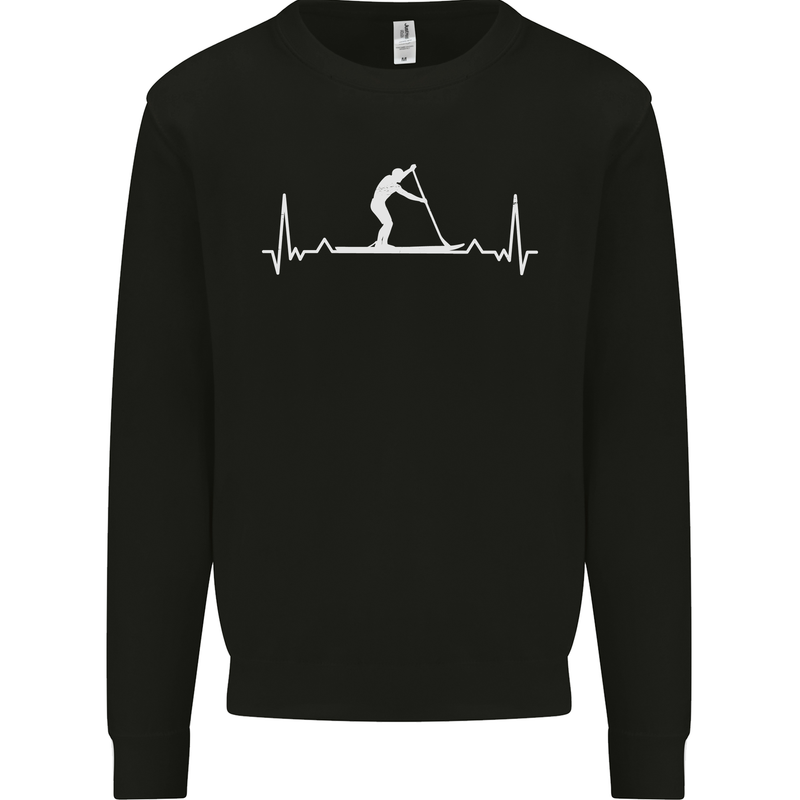Paddle Boarding Pulse Paddleboard ECG Kids Sweatshirt Jumper Black