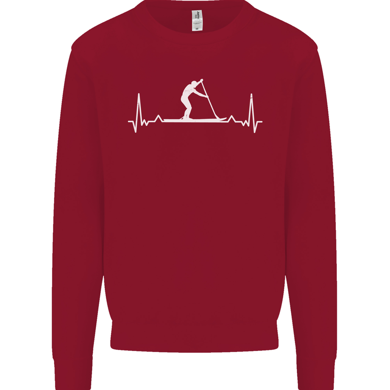 Paddle Boarding Pulse Paddleboard ECG Kids Sweatshirt Jumper Red