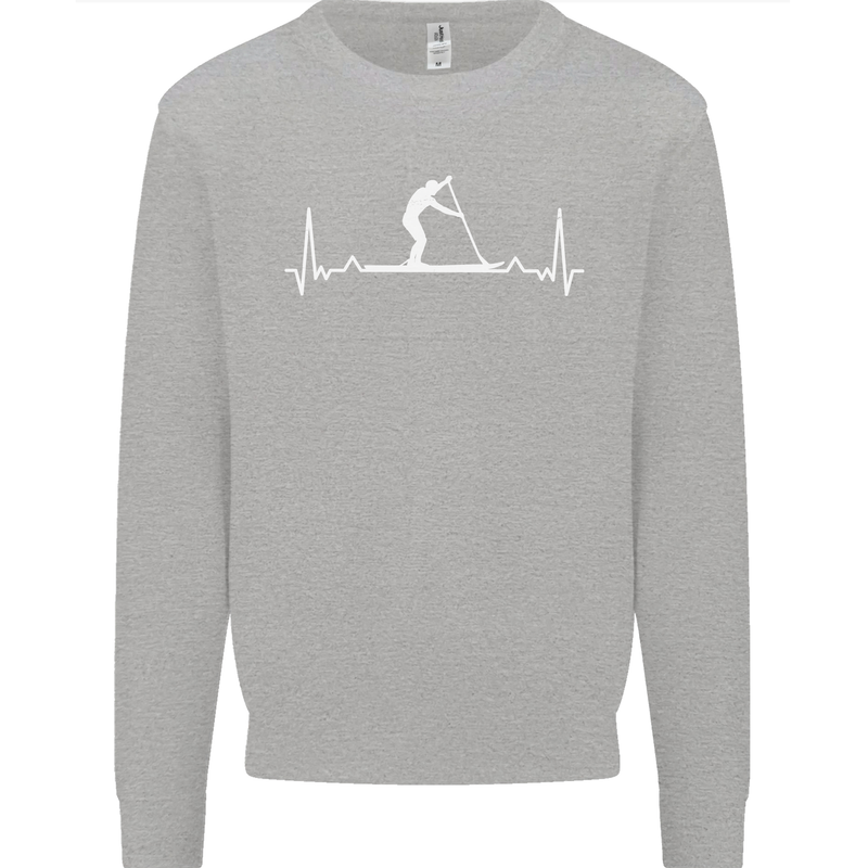 Paddle Boarding Pulse Paddleboard ECG Kids Sweatshirt Jumper Sports Grey