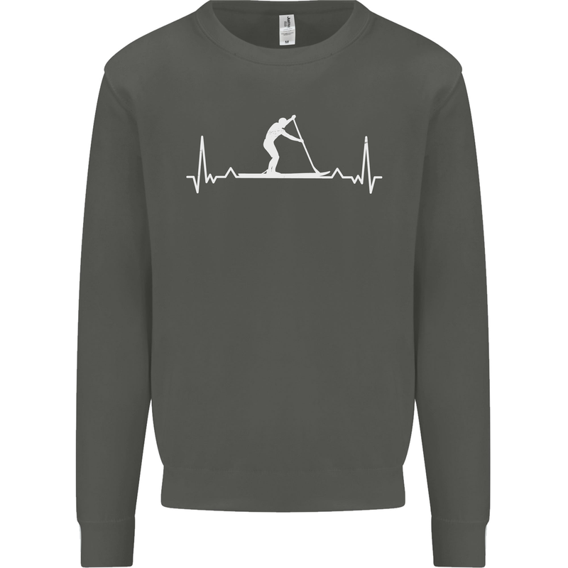 Paddle Boarding Pulse Paddleboard ECG Kids Sweatshirt Jumper Storm Grey