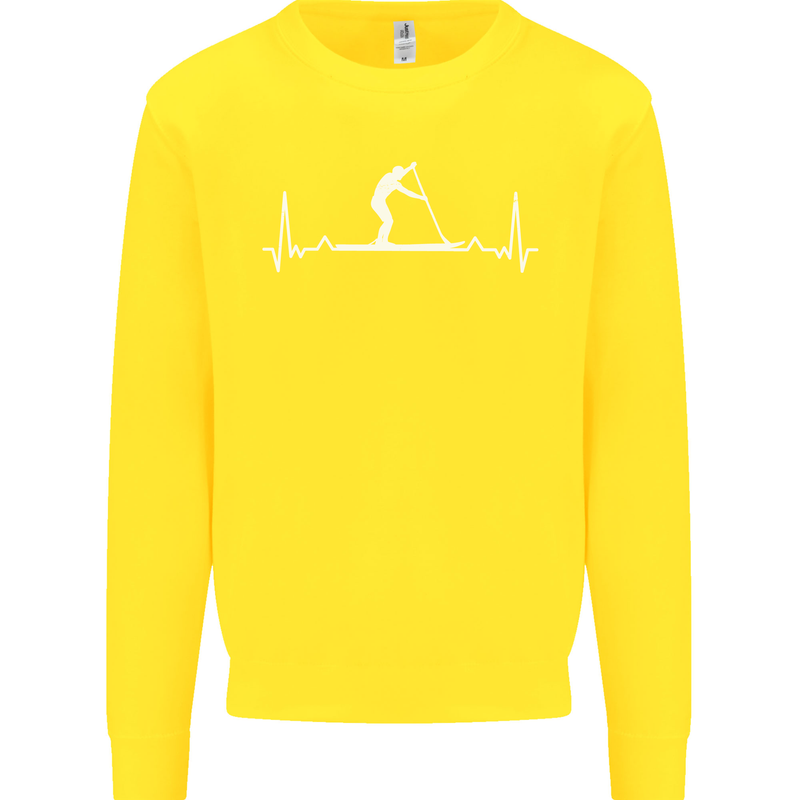 Paddle Boarding Pulse Paddleboard ECG Kids Sweatshirt Jumper Yellow