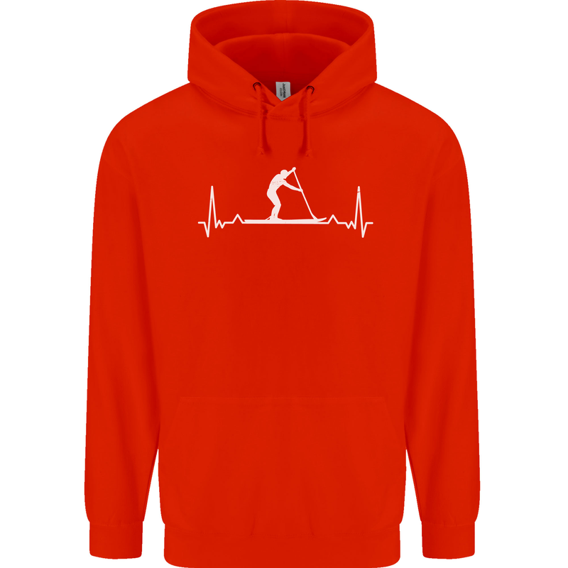 Paddle Boarding Pulse Paddleboard ECG Mens 80% Cotton Hoodie Bright Red