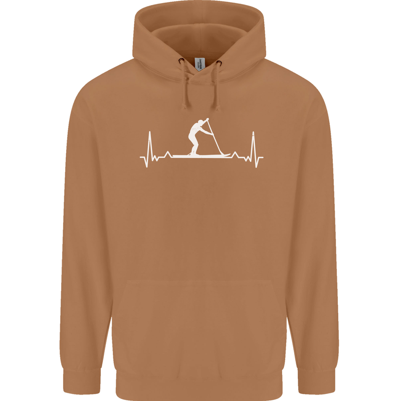 Paddle Boarding Pulse Paddleboard ECG Mens 80% Cotton Hoodie Caramel Latte