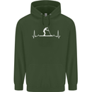 Paddle Boarding Pulse Paddleboard ECG Mens 80% Cotton Hoodie Forest Green