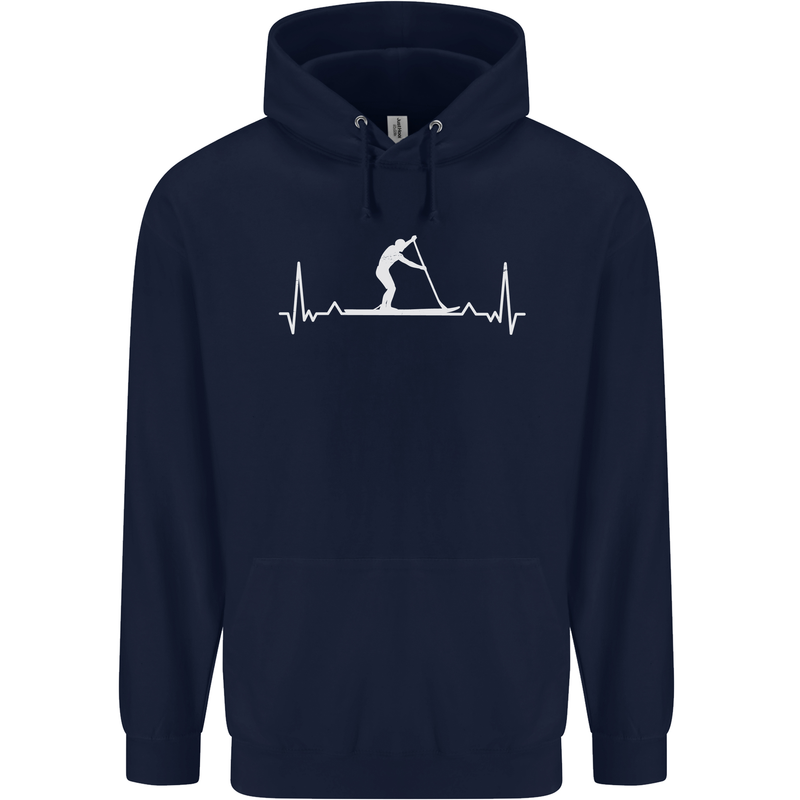 Paddle Boarding Pulse Paddleboard ECG Mens 80% Cotton Hoodie Navy Blue