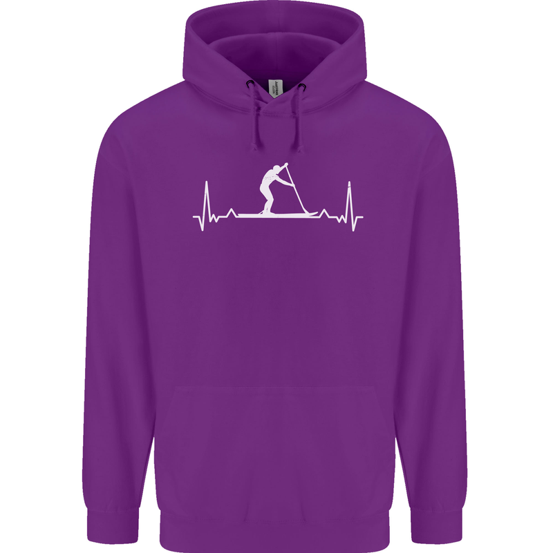 Paddle Boarding Pulse Paddleboard ECG Mens 80% Cotton Hoodie Purple