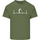 Paddle Boarding Pulse Paddleboard ECG Mens Cotton T-Shirt Tee Top Military Green