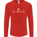 Paddle Boarding Pulse Paddleboard ECG Mens Long Sleeve T-Shirt Red