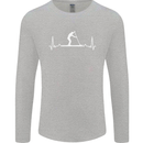 Paddle Boarding Pulse Paddleboard ECG Mens Long Sleeve T-Shirt Sports Grey