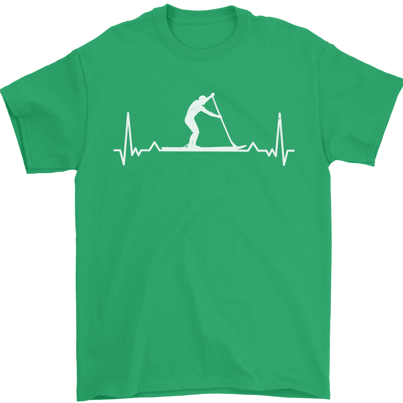 Paddle Boarding Pulse Paddleboard ECG Mens T-Shirt 100% Cotton Irish Green