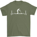 Paddle Boarding Pulse Paddleboard ECG Mens T-Shirt 100% Cotton Military Green