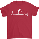 Paddle Boarding Pulse Paddleboard ECG Mens T-Shirt 100% Cotton Red