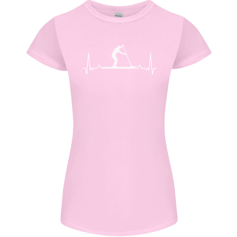 Paddle Boarding Pulse Paddleboard ECG Womens Petite Cut T-Shirt Light Pink