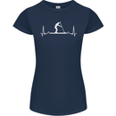 Paddle Boarding Pulse Paddleboard ECG Womens Petite Cut T-Shirt Navy Blue