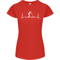 Paddle Boarding Pulse Paddleboard ECG Womens Petite Cut T-Shirt Red
