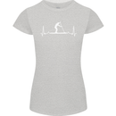 Paddle Boarding Pulse Paddleboard ECG Womens Petite Cut T-Shirt Sports Grey