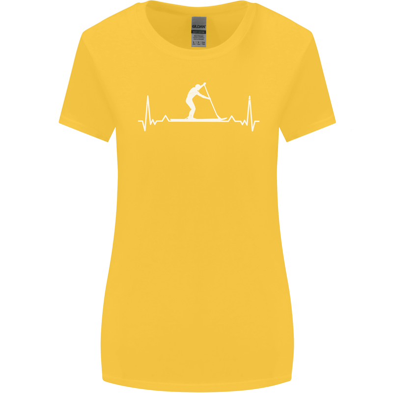 Paddle Boarding Pulse Paddleboard ECG Womens Wider Cut T-Shirt Yellow